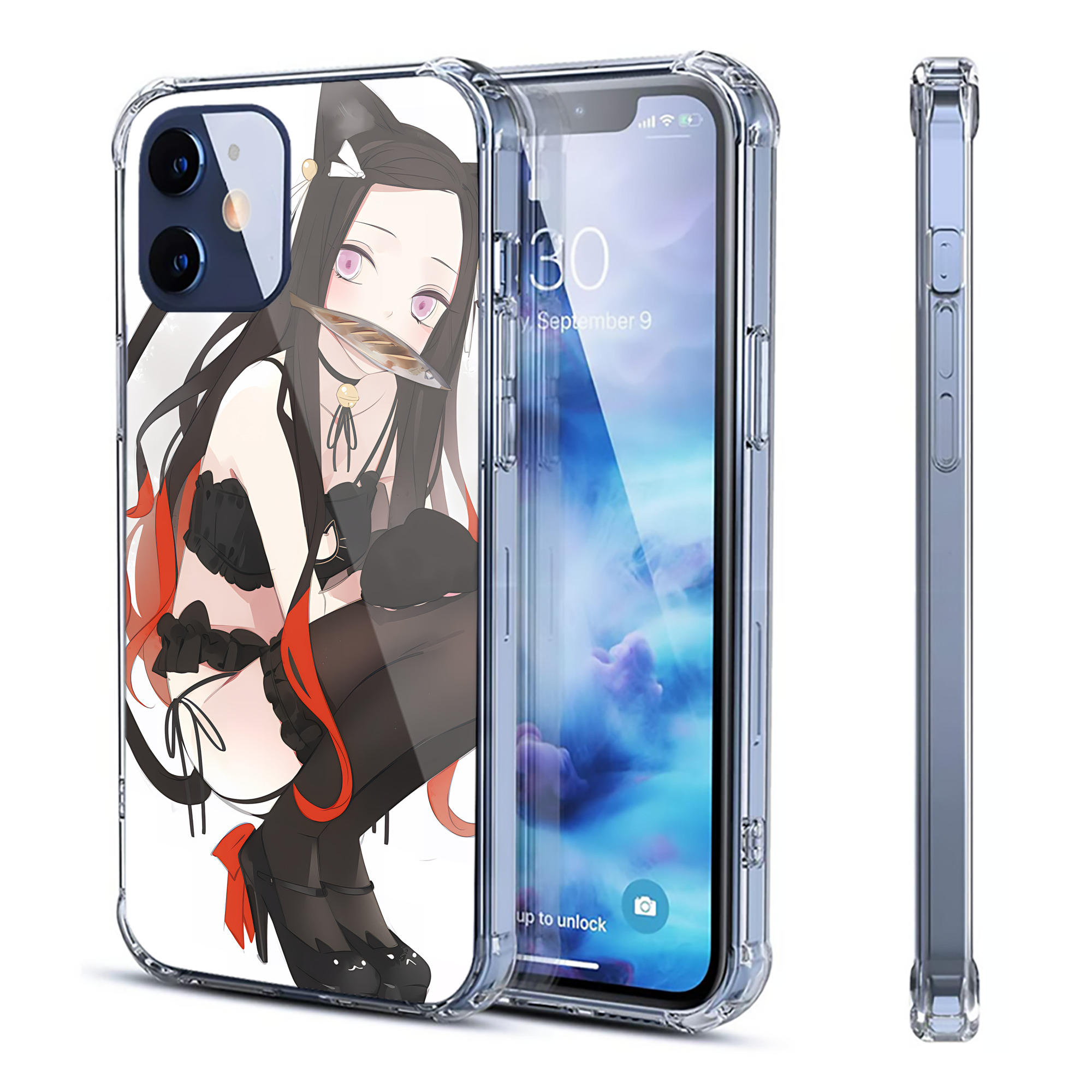 （画像用） 鬼滅の刃（きめつのやいば）竈門 禰󠄀豆子／かまど ねずこ Kamado Nezuko 【iPhone 12シリーズ対応】透明スマホケース（クリアソフトケース）